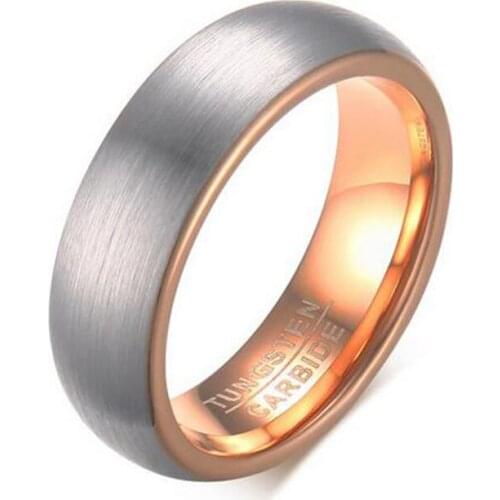 6mm Width Wedding Band Ring for Men Quality Tungsten Carbide Ring Fashion Rose Gold Plating Ring