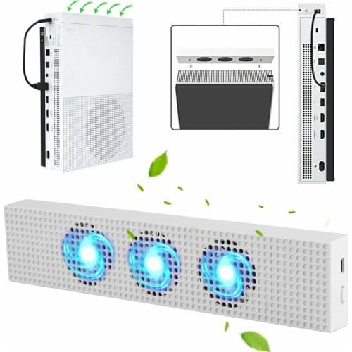 For Xbox One S Cooling Fan with 2 USB Ports Hub and 3 H/L Speed Adjustment Cooling Fans Cooler for Xbox One Slim Gaming Console