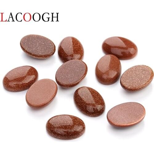 Wholesale 10pcs Natural Bulk Beads 10x14 13x18mm Flat Back Oval Cabochons Cameo Golden Sand Stone Beads for Jewelry Findings