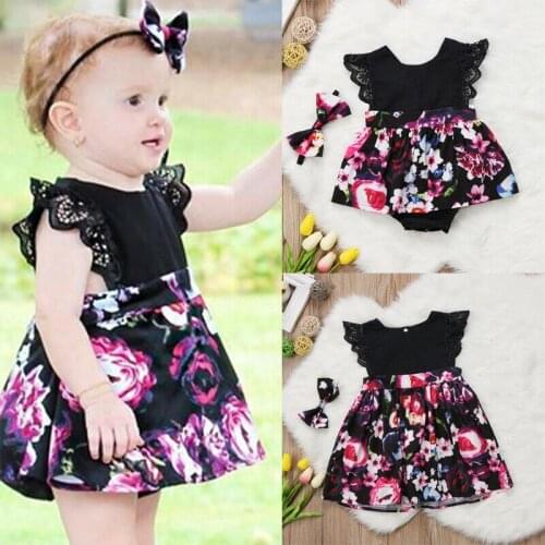 0-6Y Toddler Baby Girl Kids Newborn Headband Floral Sleeveless Bodysuits Romper Dress Little Big Sister Outfit Tutu Clothing Set