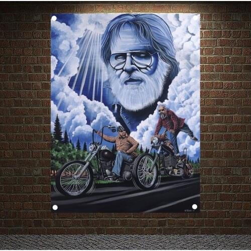 Easy Rider Posters Banners Canvas Painting Wall Art Motorcyclist Flags Flip Chart Tapestry Mural Hanging Cloth Home Decoration