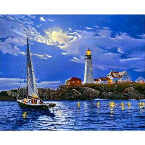 Full Square 5D DIY Night Of The Sea Embroidery Round Cross Stitch Rhinestone Diamond Painting Mosaic Decoration FH851