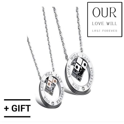 Fate Love Simple Couple Necklace Cube Pendant Necklace wedding Street Shoot Fashion Titanium Steel Necklace For Lovers Jewelry