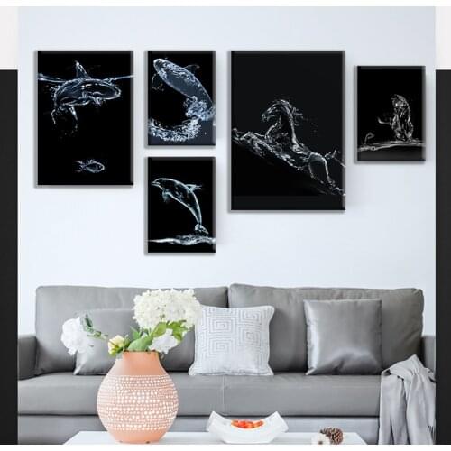 Simple Modern Art Abstract Animal Water Flower Porch Canvas Painting Prints Poster Wall Picture Home Decoration Free Shipping