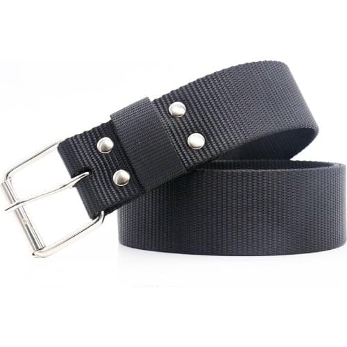 Flying Art Custom Mens Stainless Steel single-sided Pnhole Buckle Nylon Belt 40mm ladies Casual Belt buckle