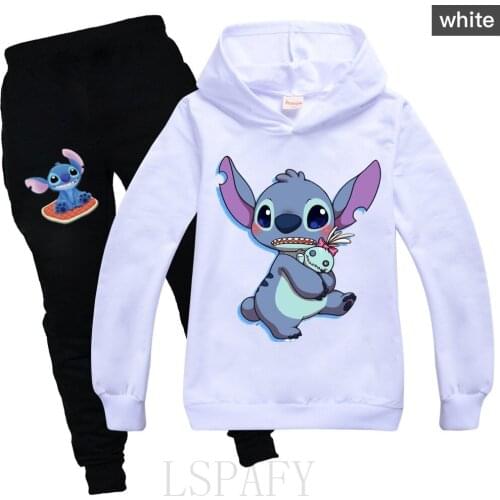 STITCH Boys Sweatershirt + Casual Trousers Set Girls Clothes Fall Teenage Girls Clothing Little Kids Hoodies T Shirt Suit