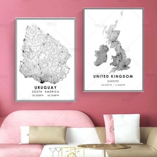 URUGUAY UNITED KINGDOM VALPARAISO VANCOUVER VARAZDIN City Map print poster canvas poster canvas