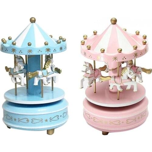 Merry-Go-Round Wooden Music Box Toy Child Baby Game Home Decor Carousel Horse Music Box Christmas Wedding Birthday Gift