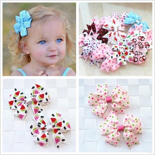 2pcs/lot baby girl hair bow flower children accessory barrettes kids hairpins boutique clips headwear