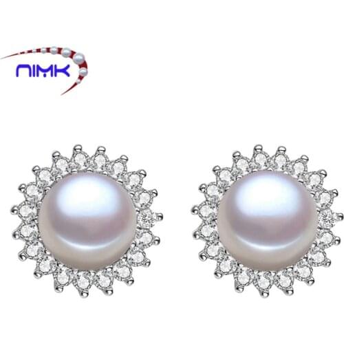 Fashion Pearl Earrings High Quality natural Freshwater Pearl Sun flower 925 Sterling Silver Earrings Pearl Jewelry For Women