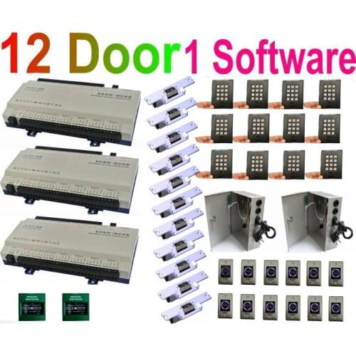 12 Door Full Kut of Web IP Access Controller System+12 pcs Pin-Code+Card reader+12 pcs Strike Lock+ UPS Power supply management