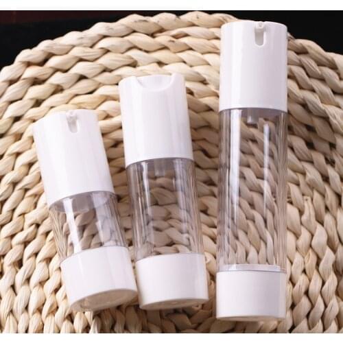 5pcs/lot 15ml 30ml 50ml Empty Clear Airless Lotion Pump Bottle With Clear Cap 5cc Portable Airelss Shampoo Cream Containers