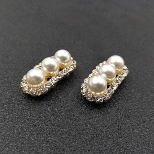 50pcs Arch Bridge Pearl Crystal Rhinestone Appliques Buckle strass Flatback Jewelry Brooch Wedding Girls Hairpin Hair Clip Decor