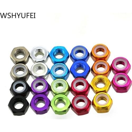 8PCS Aluminum Flange M4 Lock Nuts Nylon Self-Tightening Hex Wheel Adapter RC Car Parts Hardware