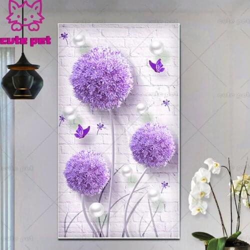 DIY Diamond Painting Plant dandelion Cross Stitch Diamond Embroidery 5D puzzle Decoration Full Square round Drill Handmade large