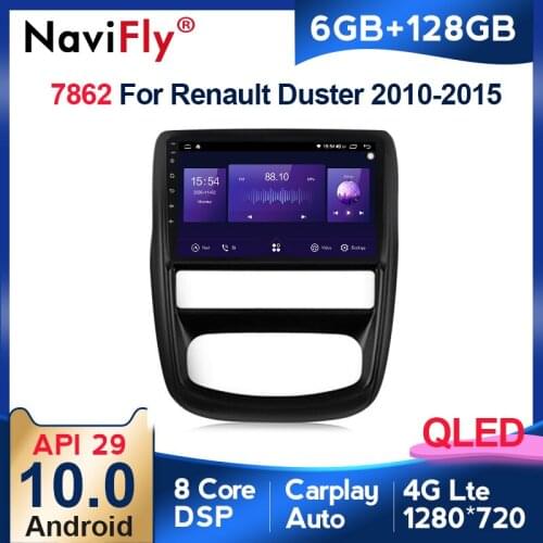 6G+128G QLED CarPlay Android 10 For Renault Duster 1 2010 - 2015 For Nissan terrano 2014 - 2020 Car Radio Multimedia Player GPS