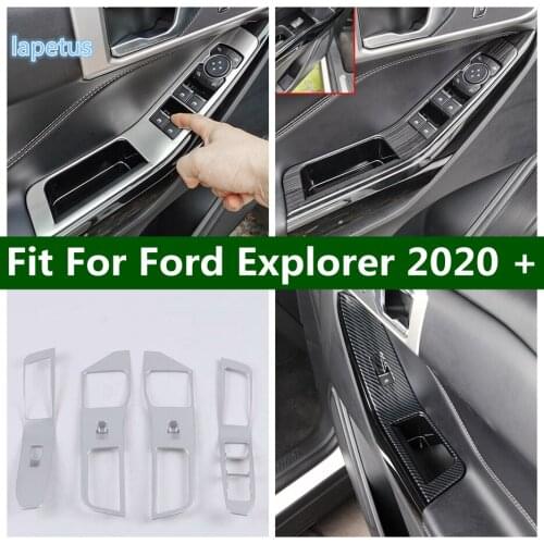 Auto Styling Door Armrest Window Glass Lift Button Decoration Frame Cover Trim Fit For Ford Explorer 2020 2021 Left-hand Drive
