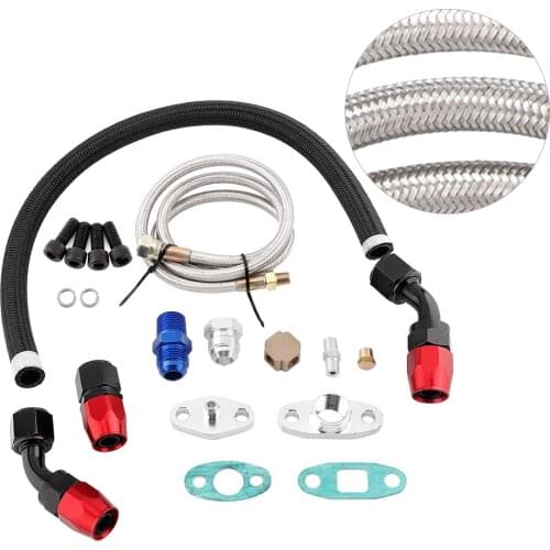 Car Turbo Oil Feed Line Kit Return Set AN10 Fitting 1/8 NPT Adapter Heat Resistance For T3 T4 GT35 T70 T66 Turbo Best Cooling