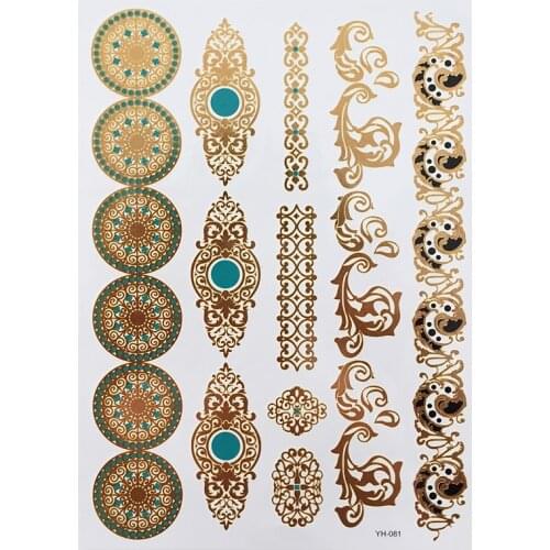 Bohemien Style Bracelet Design Temporary Metallic Tattoo, New Arrival Flash Inspired Body Tattoos