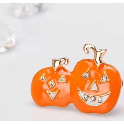 Parent-child Pumpkin Brooch Rhinestone Hallowmas Decoration Gifts Brooches for Women Children Enamel Jewely Accessories