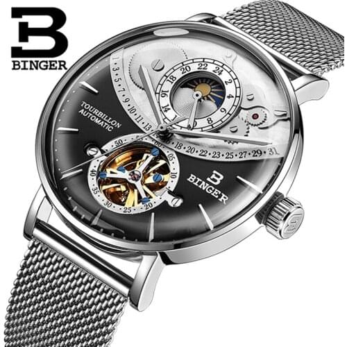 BINGER Watch Men Automatic Mechanical Mens Watches Top Brand Luxury Sapphire Relogio Masculino Waterproof Men Watch