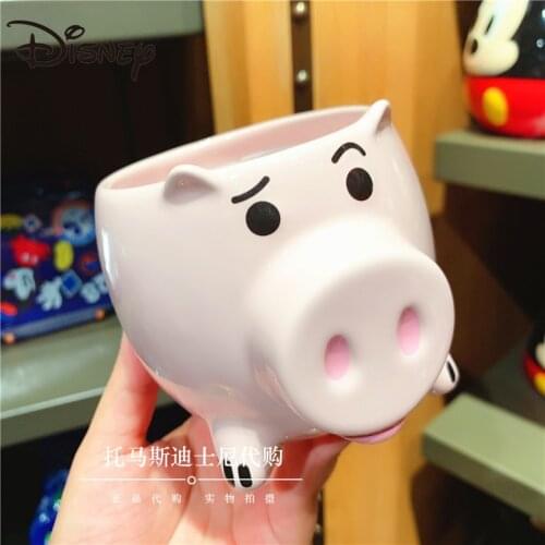 Disney Mugs Toy Story Ham Pig Ceramic Cup Cartoon Cute Large Capacity Breakfast Cup Milk Cup cute coffee mugs and cups