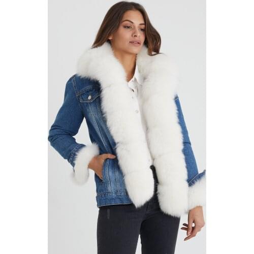 Denim Coat / Hood, Cuffs and Fronts Fox Fur - Regular Fit