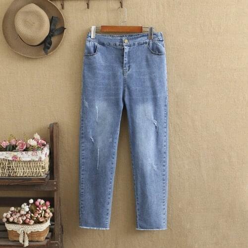 Plus Size Jeans For Wowen 4XL 5XL 6XL Highwaist High Quality Scratch Marks Minimalism Leggings Large Size Pants At Spring Fall