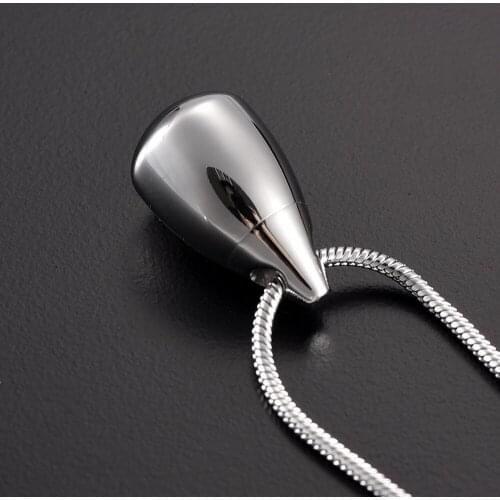 IJD9924 High Polish Water drop Cremation Urn Pendant Engravable Stainless Steel Keepsake Ashes Jewelry Funeral Casket Locket