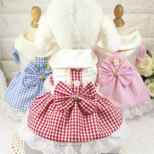 2019 Summer Pet Plaid Dress Tutu Skirt Wedding Dog Dress Pet Princess Dresses Fashion Dog Clothes for Small Dogs Yorkie XS-XXL