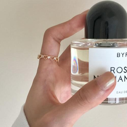 Korean Hollow Heart-shaped Rings for Women Love Sweet Gold Silver Colour Wide Ring for Teens Fashion Jewelry Wedding Gift