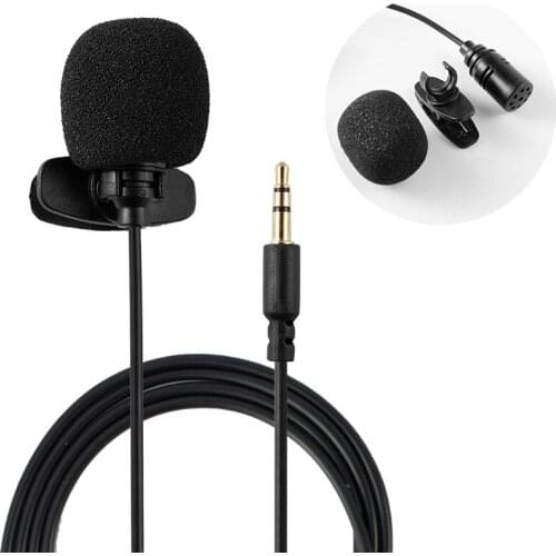 Mini Microphone Condenser Clip-on Lapel Lavalier Mic Wired for Phone Laptop PC Lound Speaker