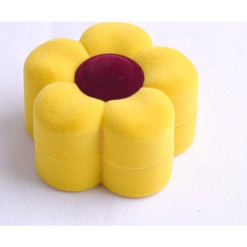 Creative Cute Sunflower Shape Lovely Earrings Ring Box Velvet Gift Box Jewelry Necklace Case Wholesale