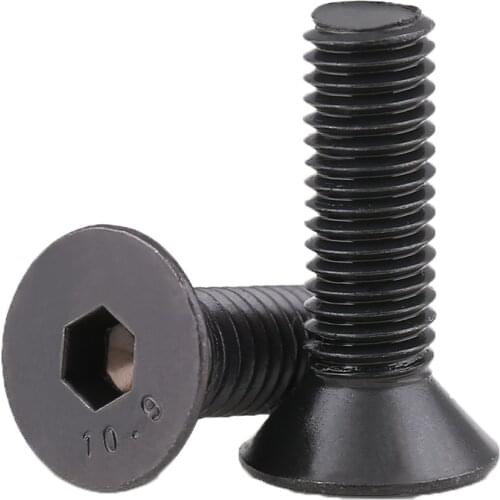 1/8 5/32 3/16 1/4 5/16 3/8 4-40 6-32 Flat Hex Socket Head Cap Machine Screw Metric Thread Countersunk Bolt 10.9 Grade Black