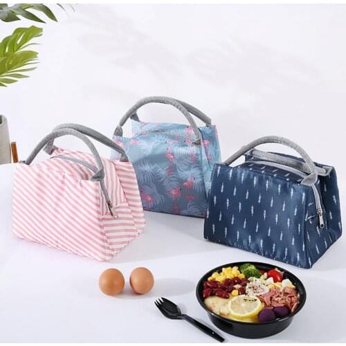 Lunch Box Bags Sales at Bottom Price Students Grid/Stripe Portable Insulated Bento Lunch Box Tote Picnic School Storage Pouch