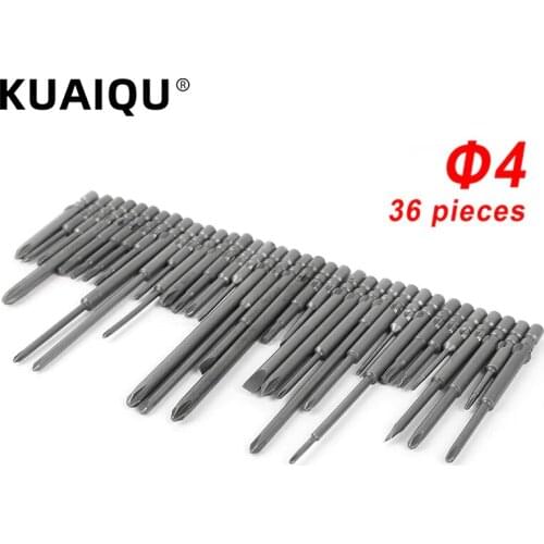 36pcs 40mm Magnetic Screwdriver Bits For DC Powered Electric Screwdriver Magnetic Hex Shank Cross Head One Head Hex Head Set
