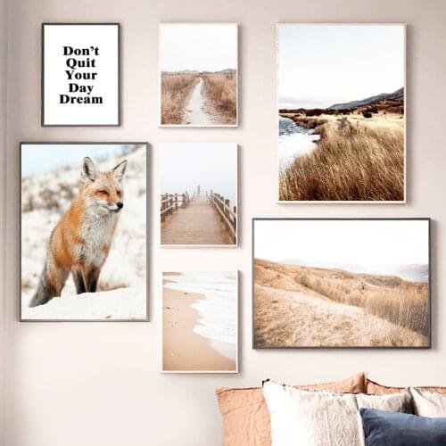 Bridge Reed Lake Beach Road Fox Quotes Wall Art Canvas Painting Nordic Posters And Prints Wall Pictures For Living Room Decor