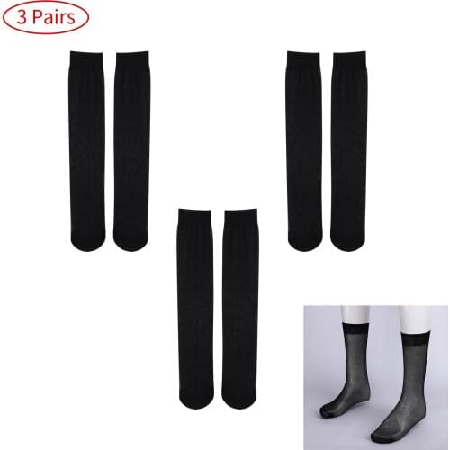 New Ultra Thin Mid-Calf Length Stockings for Mens Sheer Silk Soft Nylon Socks Sexy Gay Socks Business Formal Dress Suit Socks