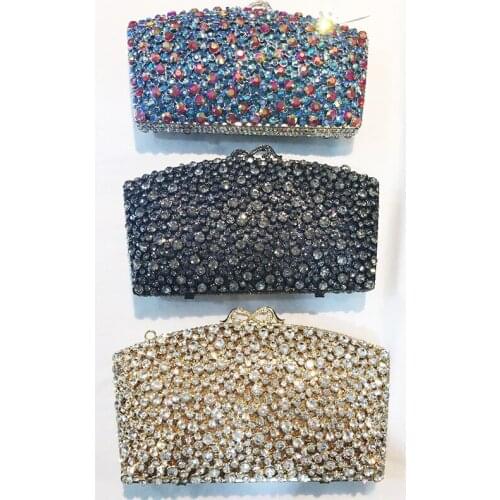 New Arrival Women Rhinestone Clutch Bag Luxury Elegant Lady Diamond Crystal Shoulder Chain Phone Clutches Female Money Purses