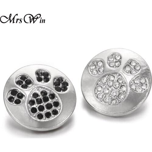 New Rhinestone 18mm Dog Paw Snap Button Jewelry for Leather Bracelets Mens Watch Armband DIY Jewelry for Women One Direction