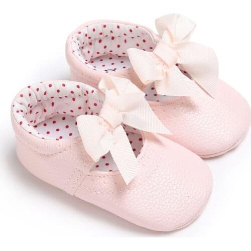 Hot 0-18M Infant Toddler Baby Boys Girls Shoes Leather Sole Anti-slip Prewalkers Bowknow Shoes