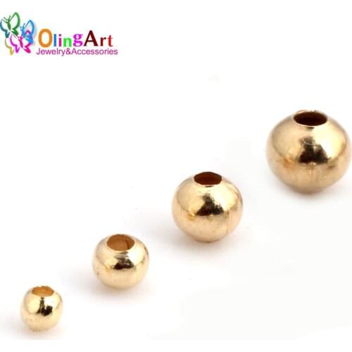 OlingArt Iron Round 2.4/3.2/4.0/5.0/6.0mm Plating KC Gold Spaced beads Bracelet necklace earring DIY jewelry making necessity