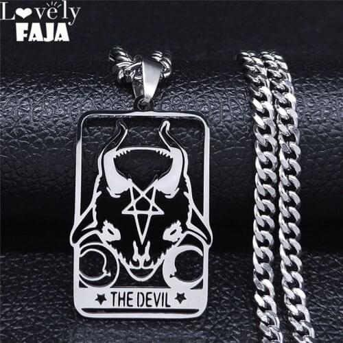 Satan Inverted Pentagram Sheep Head Stainless Steel Necklace Silver Color Necklace Jewelry collar acero inoxidable mujer 4447S02
