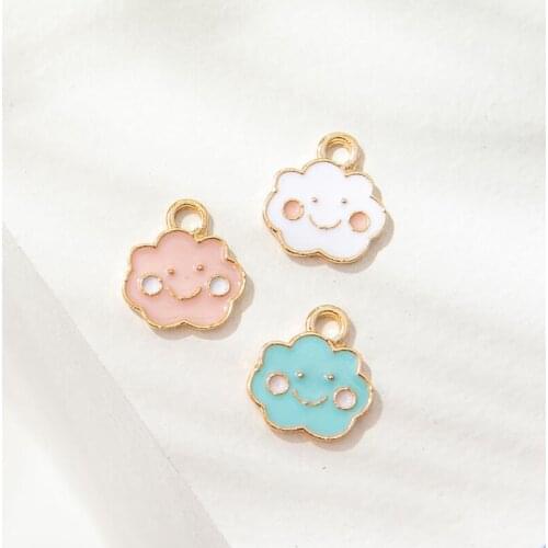 10Pcs Enamel Gold Color Cloud Charms Pendant for Jewerly DIY Making Bracelet Women Earrings Necklace Accessories Findings Craft