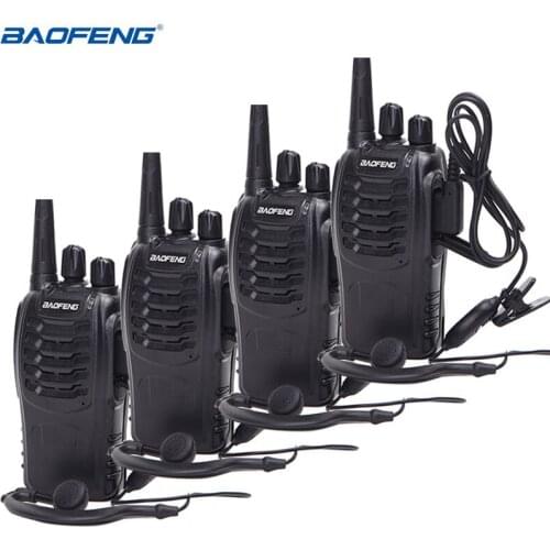 4Pcs Baofeng BF-888S Walkie Talkie UHF Two Way Radio BF888S Handheld Radio 888S Comunicador Transmitter Transceiver+ 4 Headsets