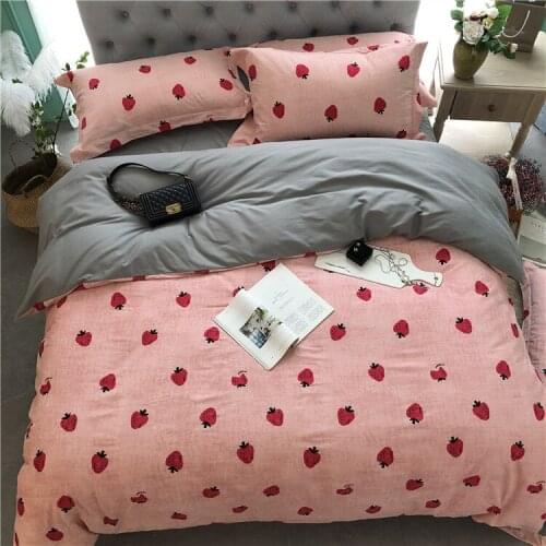 New 100% cotton Printed Flower Cartoon leaf Bedding sets Sanding Queen King Pastoral Duvet cover Bed sheet set Pillowcases 4pcs