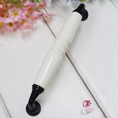 128mm Kitchen cabinet handle white ceramic drawer pull black dresser cupboard wardrobe furniture handles pulls knob