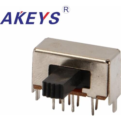 10PCS SK-23E01 2P3T Double pole three throw handle heights 9.0mm slide switch side insert 8 pin with 2 fixed pin