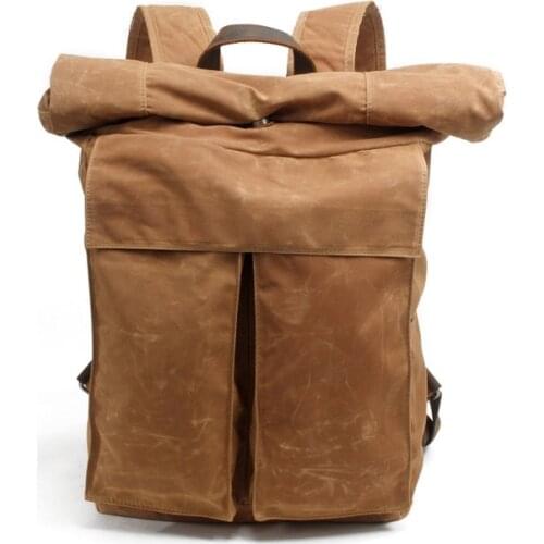 M205 Men Large Capacity Travel Backpack Bag Waterproof Oil Wax Canvas Laptop Backpack Vintage College Casual Youth School Bags