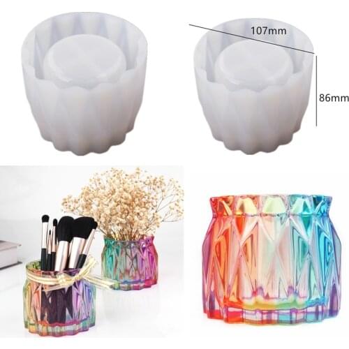 Cut Surface Vase Silicone Mold Resin Cut Surface Pen Holder Epoxy mold for DIY Crafts Mirror Storage box Mould